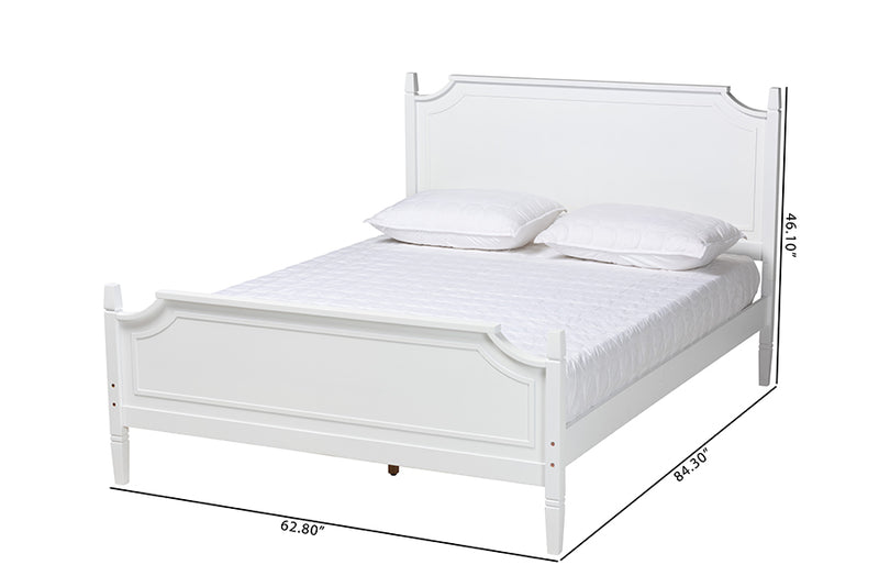 Nox Classic and Traditional White Finished Wood Queen Size Platform Bed