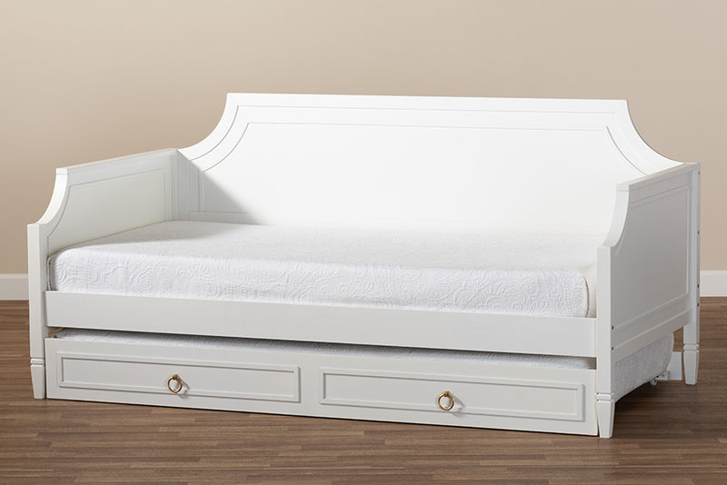 Nox Classic and Traditional White Finished Wood Full Size Daybed w/Twin Size trundle