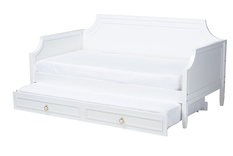 Nox Classic and Traditional White Finished Wood Full Size Daybed w/Twin Size trundle