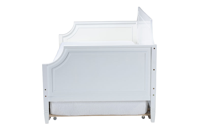 Nox Classic and Traditional White Finished Wood Full Size Daybed w/Twin Size trundle