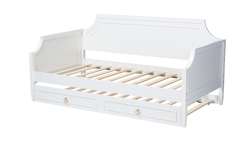 Nox Classic and Traditional White Finished Wood Full Size Daybed w/Twin Size trundle