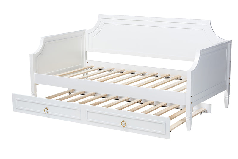 Nox Classic and Traditional White Finished Wood Full Size Daybed w/Twin Size trundle