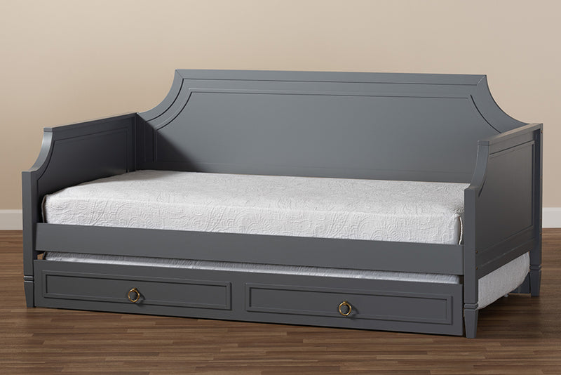 Nox Classic and Traditional Gray Finished Wood Full Size Daybed w/twin Size Trundle