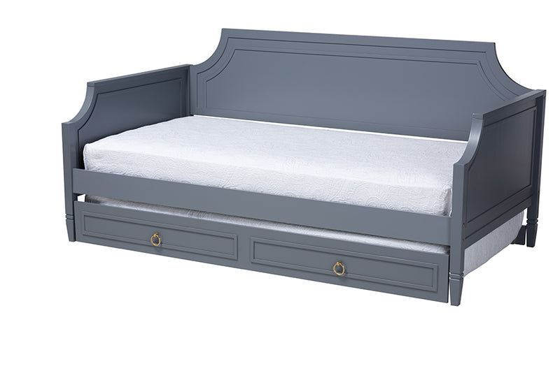 Nox Classic and Traditional Gray Finished Wood Full Size Daybed w/twin Size Trundle