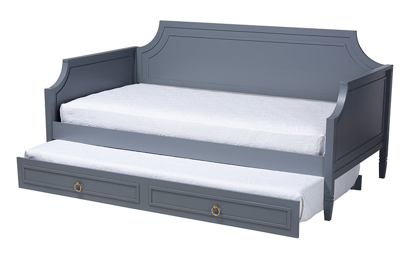 Nox Classic and Traditional Gray Finished Wood Full Size Daybed w/twin Size Trundle