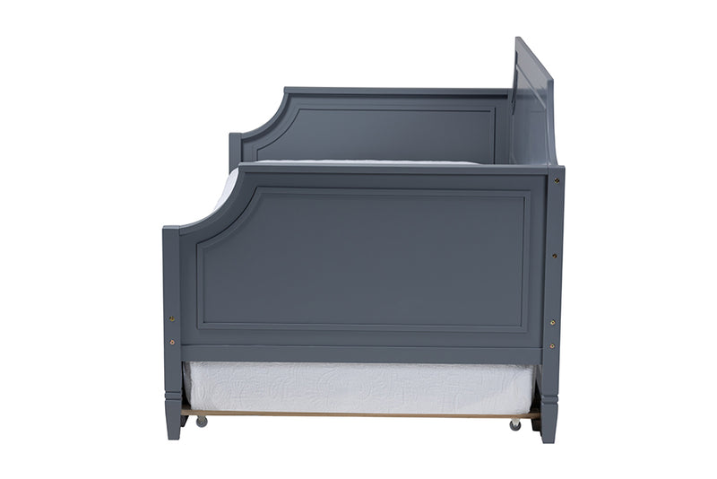 Nox Classic and Traditional Gray Finished Wood Full Size Daybed w/twin Size Trundle