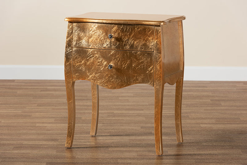 Joelle Gold 2-Drawer End Table Baxton