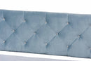 Halen Light Blue Velvet Fabric Dark Brown Full Size Daybed Baxton