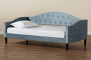 Lumac Light Blue Velvet Fabric Dark Brown Twin Size Daybed Baxton