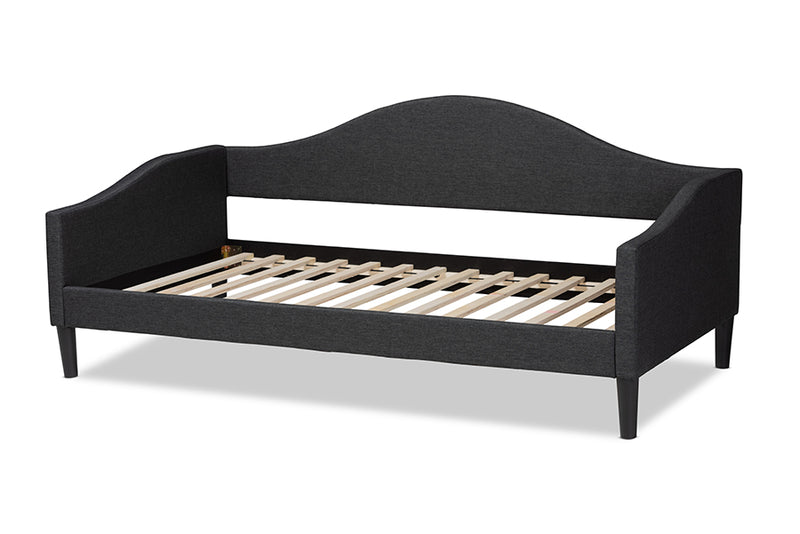 Michigan Modern and Contemporary Charcoal Fabric Upholstered and Dark Brown Finished Wood Twin Size Daybed