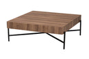 Poltak Walnut Brown and Black Metal Coffee Table Baxton