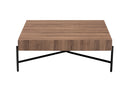 Poltak Walnut Brown and Black Metal Coffee Table Baxton