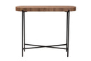 Poltak Walnut Brown and Black Metal Console Table Baxton