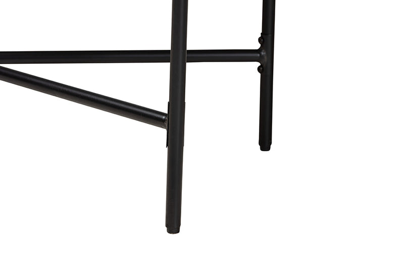 Poltak Walnut Brown and Black Metal Console Table Baxton