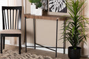 Poltak Walnut Brown and Black Metal Console Table Baxton