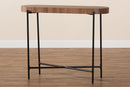 Poltak Walnut Brown and Black Metal Console Table Baxton