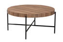Jaela Walnut Brown and Black Metal Coffee Table Baxton