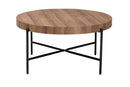 Jaela Walnut Brown and Black Metal Coffee Table Baxton