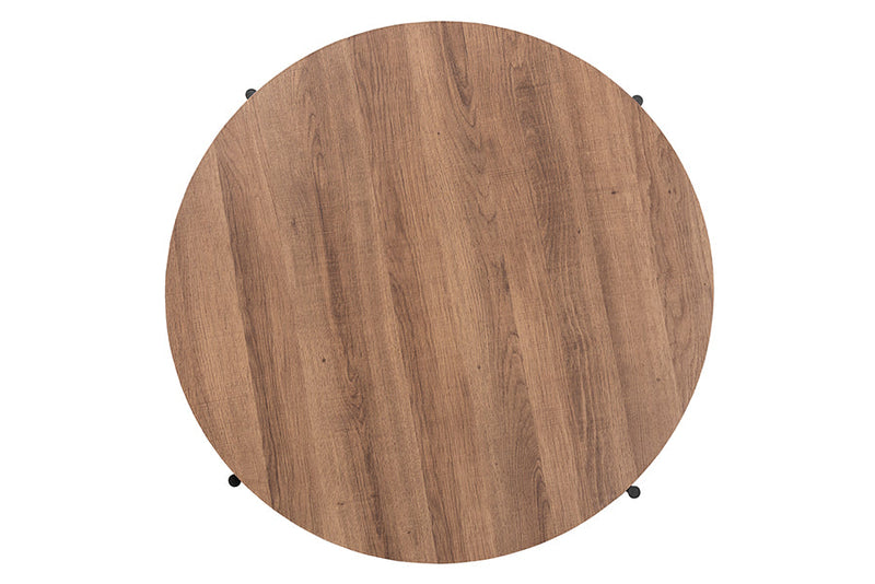 Jaela Walnut Brown and Black Metal Coffee Table Baxton