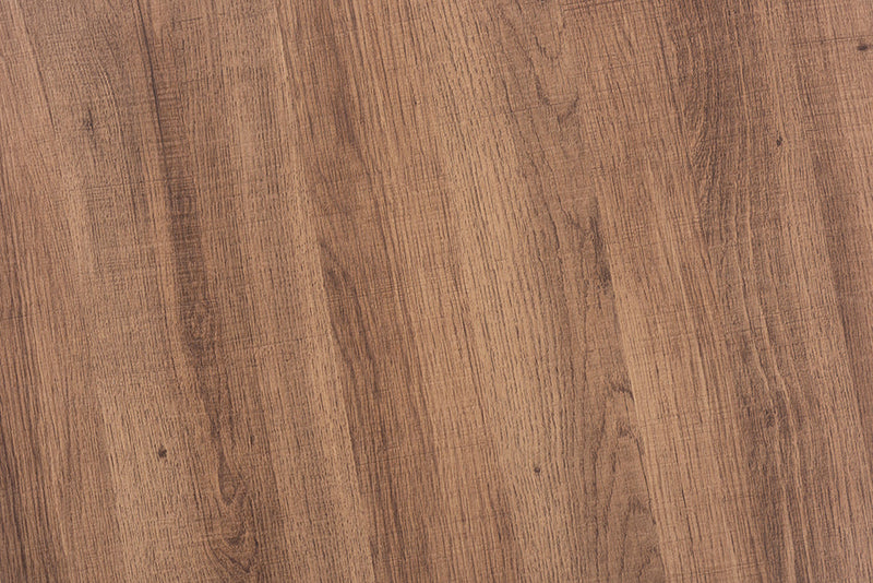 Jaela Walnut Brown and Black Metal Coffee Table Baxton