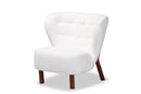 Kaylee White Boucle Upholstered and Walnut Brown Accent Chair Baxton