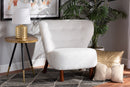 Kaylee White Boucle Upholstered and Walnut Brown Accent Chair Baxton