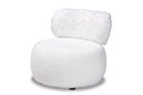 Odessa White Fabric Upholstered and Black Metal Accent Chair Baxton