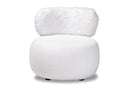 Odessa White Fabric Upholstered and Black Metal Accent Chair Baxton