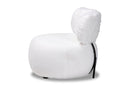 Odessa White Fabric Upholstered and Black Metal Accent Chair Baxton