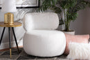 Odessa White Fabric Upholstered and Black Metal Accent Chair Baxton