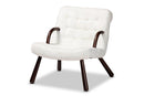 Laria White Sherpa Upholstered and Walnut Brown Accent Chair Baxton