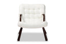 Laria White Sherpa Upholstered and Walnut Brown Accent Chair Baxton