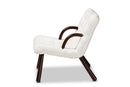 Laria White Sherpa Upholstered and Walnut Brown Accent Chair Baxton