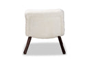 Laria White Sherpa Upholstered and Walnut Brown Accent Chair Baxton