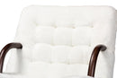 Laria White Sherpa Upholstered and Walnut Brown Accent Chair Baxton