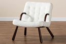 Laria White Sherpa Upholstered and Walnut Brown Accent Chair Baxton