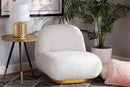 Lucie White Boucle Upholstered and Brushed Gold Finished Accent Chair Baxton