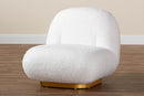 Lucie White Boucle Upholstered and Brushed Gold Finished Accent Chair Baxton