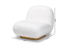 Lucie White Boucle Upholstered and Brushed Gold Finished Accent Chair Baxton