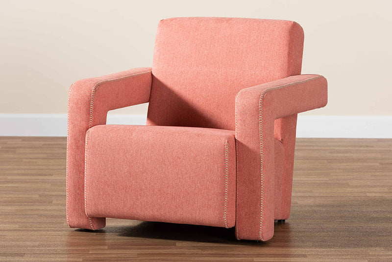 Sally Light Red Fabric Upholstered Armchair Baxton