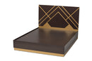 Anise Two-Tone Dark Brown and Gold Queen Size Platform Bed Baxton