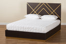 Anise Two-Tone Dark Brown and Gold Queen Size Platform Bed Baxton