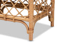 Jacinda White Fabric Upholstered and Natural Brown Rattan Bench Baxton