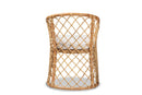 Jacinda White Fabric Upholstered and Natural Brown Rattan Dining Chair Baxton