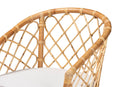 Jacinda White Fabric Upholstered and Natural Brown Rattan Dining Chair Baxton