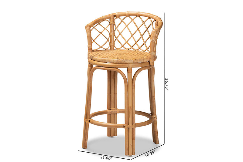 Jacinda Natural Brown Rattan Counter Stool Baxton
