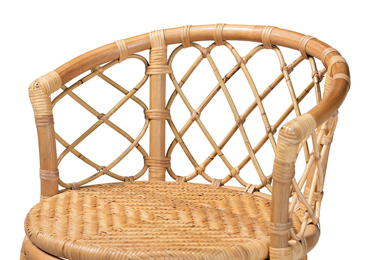 Jacinda Modern Bohemian Natural Brown Rattan Bar Stool