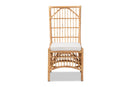 Bardot White Fabric Upholstered and Natural Brown Rattan Dining Chair Baxton