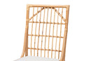 Bardot White Fabric Upholstered and Natural Brown Rattan Dining Chair Baxton