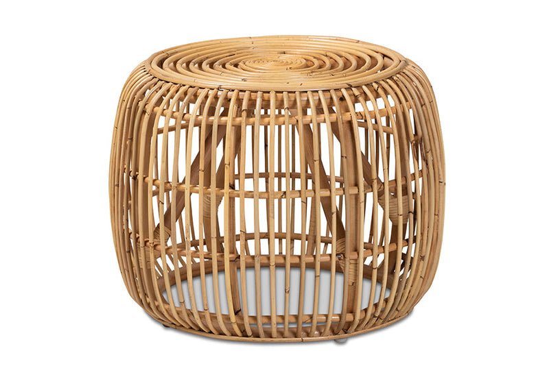 Ellingham Natural Brown Rattan End table Baxton